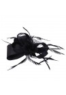 Chapeau Noeud  Bibi Peigne Mariage Plumes Perles Noir