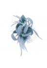 Pince Broche Mariage Fleur Plumes Etoile Voilette Bleu Ciel