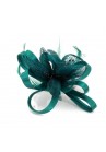 Pince Broche Mariage Fleurs Perlées Plumes Bleu / Vert