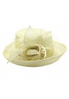 Chapeau Fleur Bouton Voilette Plume Mariage Ivoire