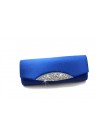 Pochette Mariage Satin Oeil Strass Bleu Roy