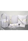 Ensemble Livre d'Or Porte Stylo Coussin Panier Jarretiere Mariage Ivoire