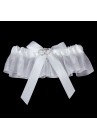 Jarretiere Mariage Dentelle Double Coeur Strass Noeud Blanc