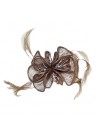  Pince Broche Mariage Fleurs Sinamay Marron