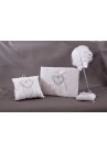 Porte Stylo Plume Mariage Blanc Broderie Fleur Coeur Strass