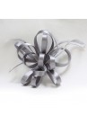 Pince Broche Mariage Fleur Satiné Plumes Gris