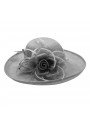 Chapeau Capeline Mariage Voilette Fleur Plume (Marron, Gris, Rose, Noir, Bleu)