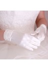 Gants Courts Ceremonie Mariage Satin Plissés Store Ivoire