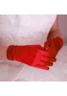 Gants Courts Ceremonie Mariage Satin Plissés Store Rouge