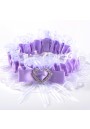 Jarretiere Mariage Dentelle Noeud Coeur Strass Ruban Violet