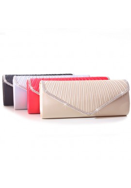 Pochette Mariage Satin Lisere Multi Strass