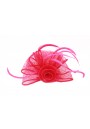 Pince Broche Fleur Plumes Sinamay Mariage (Violet , Rose, Gris, Noir, Ivoire)