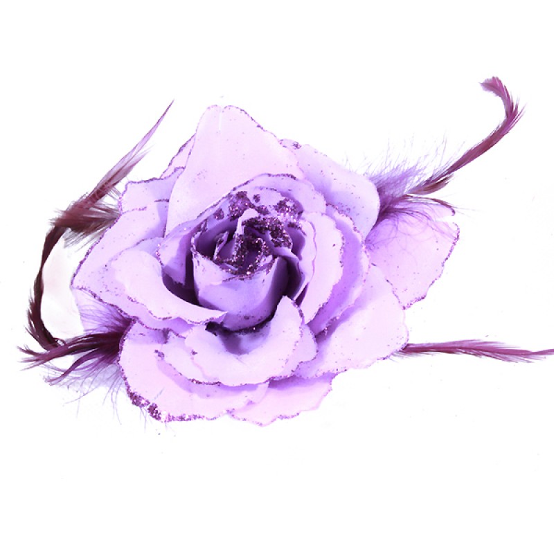 Broche Pince Elastique Mariage Fleur Tissu Scintillants Violet