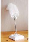 Porte Stylo Plume Mariage Blanc Coeur Strass Broderie 