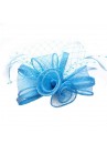 Pince Broche Mariage Voilette Sisal Perlées Plumes Bleu