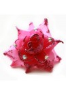 Pince Mariage Fleur Tissu Strass Scintillant Rose Fushia