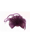 Pince Broche Fleur Plumes Sinamay Mariage Violet