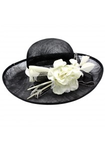 Chapeau Flèche Plume Fleur Tulle Mariage Noir / Ivoire