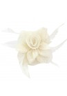 Pince Broche Mariage Fleur Pensé Plumes ivoire