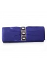 Pochette Mariage Satin Bande Strass Bleu Roy