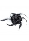 Broche Chouchou Mariage Fleur Tissu Scintillant Noir