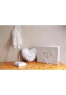 Ensemble Mariage Blanc Livre d'Or Stylo Coussin Coeur Strass Broderie