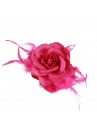 Pince Cheveux Crabe Mariage Plumes Scintillant  Rose Fushia