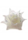 Pince Mariage Fleur Tissu Strass Scintillant Blanc