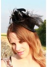 Mini Chapeau Mariage Bibi Plumes Noir