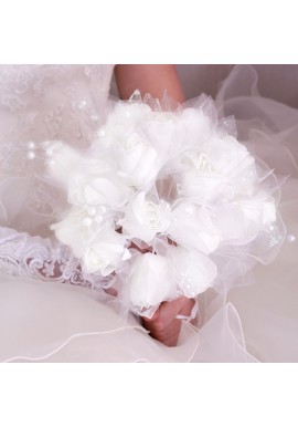 Bouquet Mariée Fleur Perle Paillettée Blanc