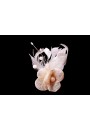 Pince Broche Fleur Bouton Plumes Sinamay Mariage (Violet , Beige)