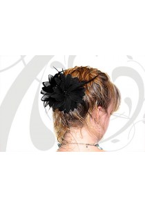 Pince Cheveux Crabe Mariage avec Plumes Noir