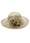 Chapeau Mariage Capeline Jolie Fleur Plume Marron