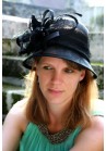 Chapeau Mariage Ruban Noir Plume Noir