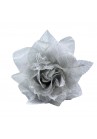 Broche Chouchou Mariage Fleur Tulle Gris Dentelle Blanc