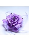 Broche Chouchou Mariage Fleur Tissu Strass Violet