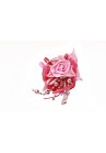 Pince Mariage Fleur Tissu Scintillant Boule Argent Rose Fushia
