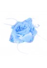 Broche Elastique Mariage Fleur Tissu Scintillante Paillette Bleu