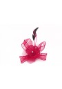 Pince Broche Fleur Plumes Strass Sinamay Mariage (Rouge, Rose, Beige, Noir)