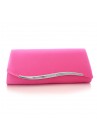 Pochette Mariage Satin Vaguelette Argentée Fushia