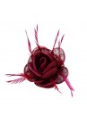 Pince Broche Fleur Plumes Sinamay Mariage Rose Violet 