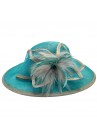 Chapeau Mariage Capeline Noeud Plume Fleur Lys Bleu / Gris