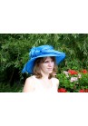 Chapeau Capeline Mariage Ceremonie Plume Sinamay Bleu