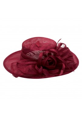 Chapeau Fleur Marguerite Bouton Plume Mariage Bordeaux