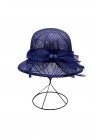 Chapeau Capeline Mariage Noeud Plume Bleu Marine