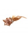 Pince Mariage Fleur Tissu Scintillant Marron