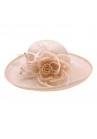 Chapeau Capeline Mariage Voilette Fleur Plume Rose