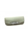 Pochette Mariage Satin Oeil Strass Vert