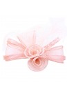 Pince Broche Mariage Voilette Sisal Perlées Plumes  Rose Corail