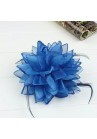 Pince Broche Elastique Mariage Fleur Tulle et Dentelle Scintillants Bleu Roy